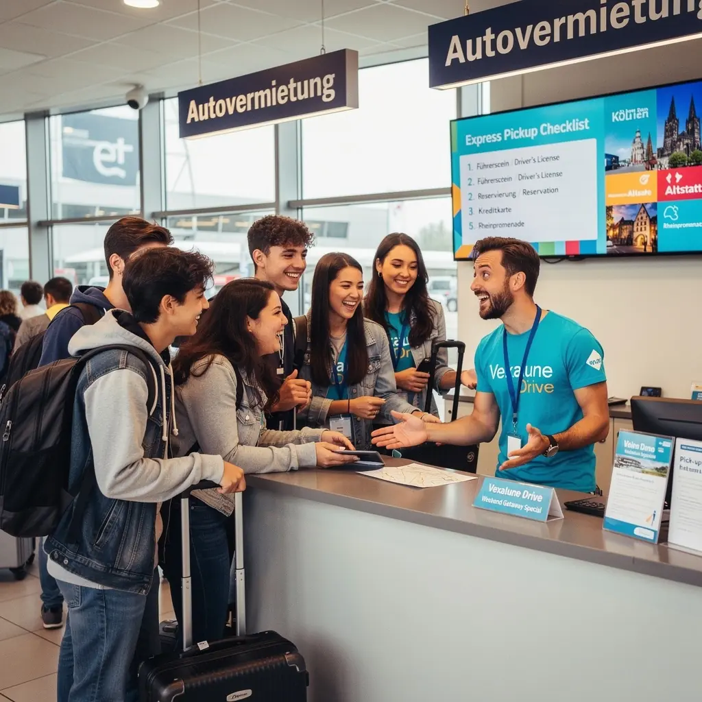 Eine detaillierte Checkliste für die Fahrzeugabholung wird auf einem Tablet angezeigt.