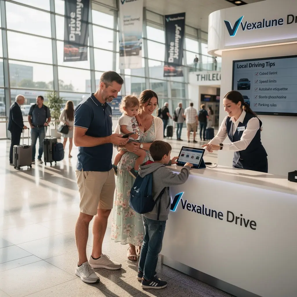 Ein Fahrer studiert eine Karte mit lokalen Fahrhinweisen und Verkehrsregeln.